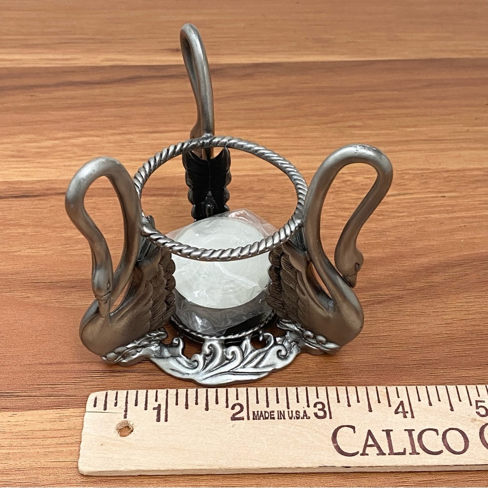 M.T. Signed Pewter Swan Votive Candle Holder - Picture 6 of 9